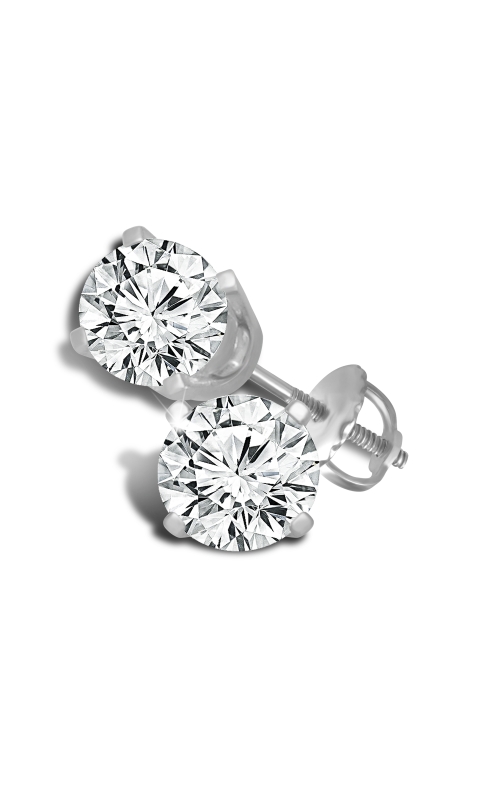 Classic Round Diamond Solitaire Stud Earrings in 14K White Gold, 1ctw