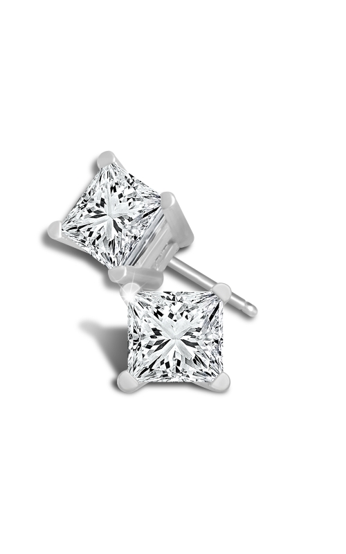 Classic Princess-Cut Diamond Solitaire Stud Earrings in 14K White Gold, 1/2ctw