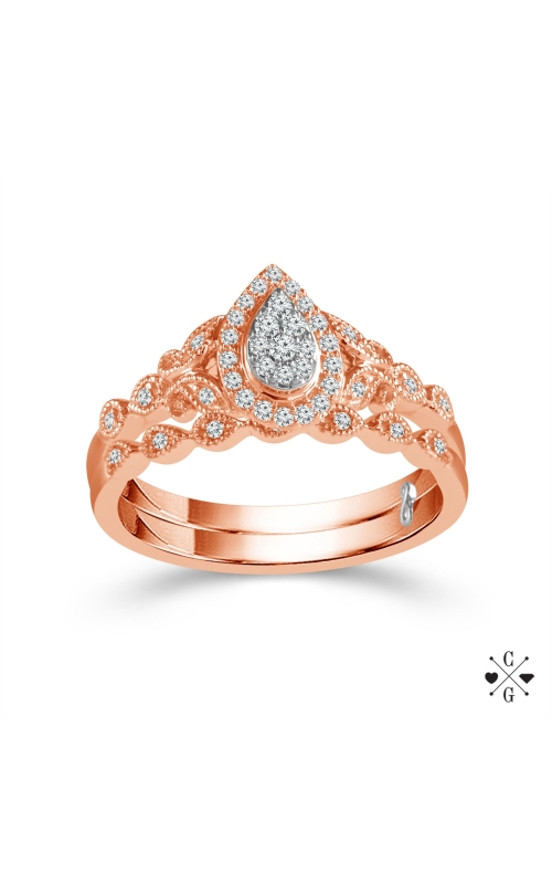 Women's Diamond Engagement Set 1/6 CTW Pear Shape Clusters in 14K Rose Gold