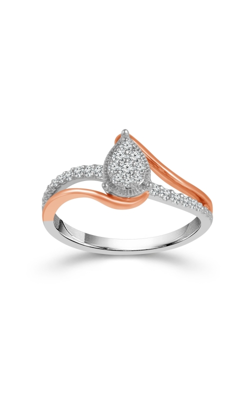 Pear-Shaped Cluster Diamond Promise Ring in Two-Tone Gold, 1/5ctw