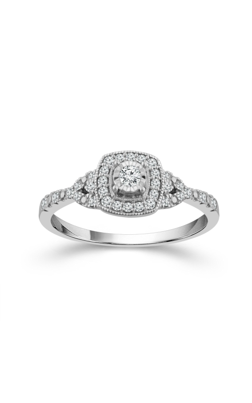 Miracle Diamond Cushion Frame Promise Ring in White Gold, 1/4ctw