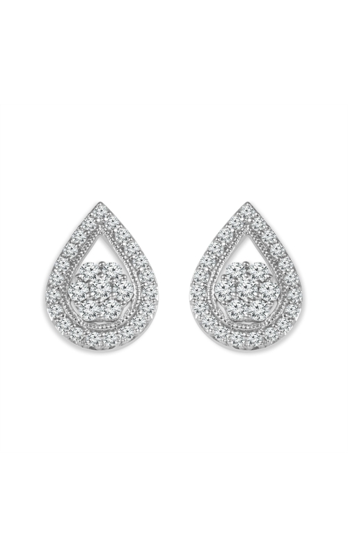 Diamond Teardrop Cluster Stud Earrings in Sterling Silver, 1/4ctw