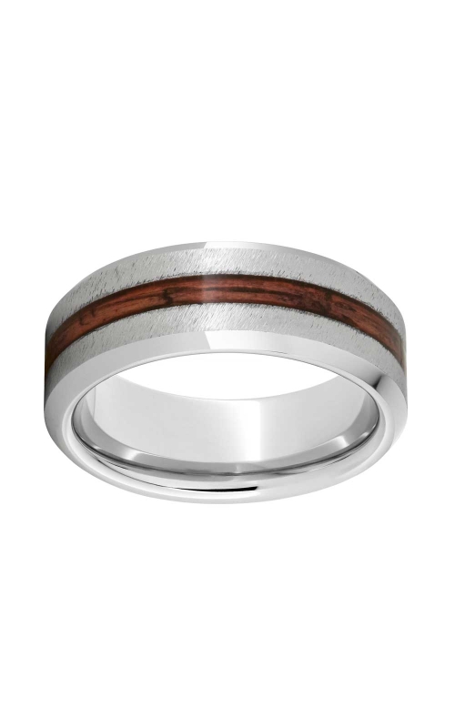 Men's Aged Cabernet Barrel Wood Inlay in 8MM Serinium Wedding Band