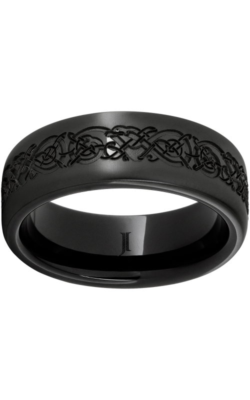 Men's Ancient Norse Engraved 8MM Wedding Band in Black Ceramic