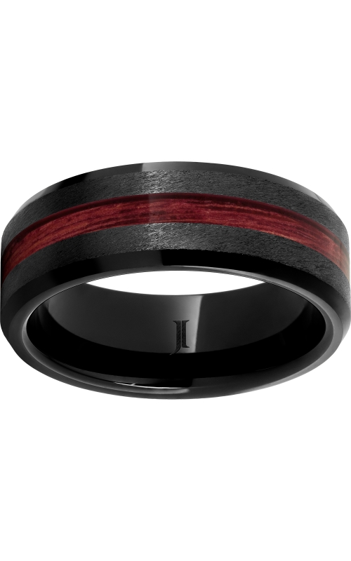 Men's Aged Wood Cabernet Barrel Inlay in 8MM Black Ceramic