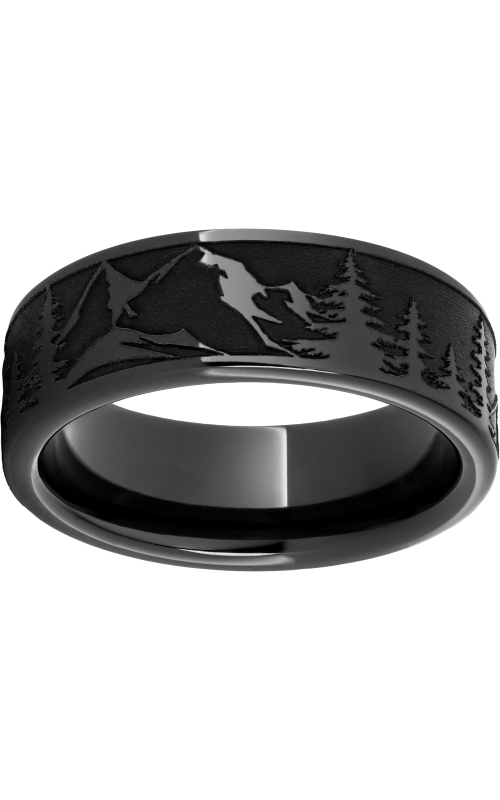 Men's Flat Mountain Pine 8 MM Wedding Band in Black Ceramic