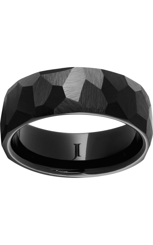 Men's Chisel Ring 8MM Wedding Band in Black Ceramic