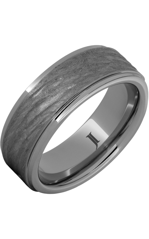 Men's Hand Carved Tree Bark 8 MM Wedding Band in Tungsten