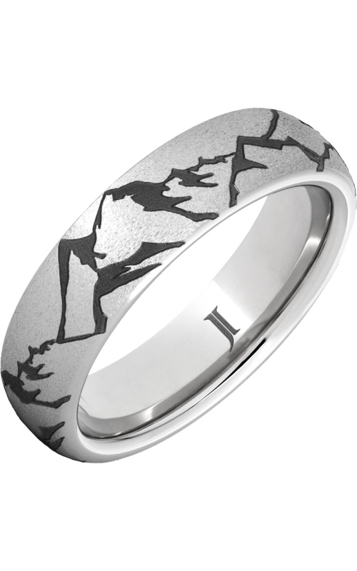 Men's Mountain Peak Engraved 6MM Wedding Band in Serinium