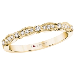Love Story Diamond Band in 14K Yellow Gold, 1/6ctw