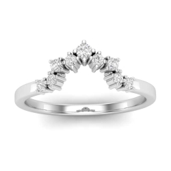 Love Story Diamond Chevron Vintage-Style Band in 14K White Gold, 1/8ctw