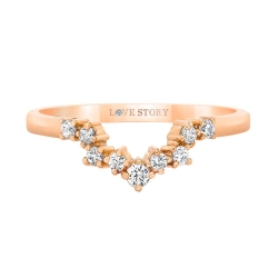 Love Story Diamond Chevron Vintage-Style Band in 14K Rose Gold, 1/8ctw