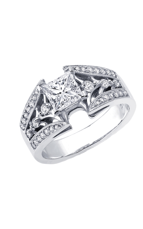 Love Story Princess-Cut Diamond Semi-Mount Engagement Ring in 14k White Gold, 3/8ctw