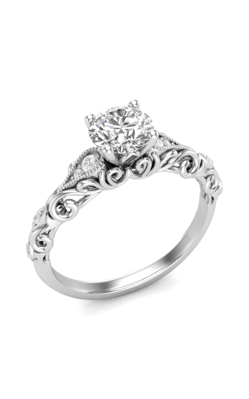 Love Story Vintage-Style Diamond Engagement Semi-Mount in 14k White Gold, 1/10ctw