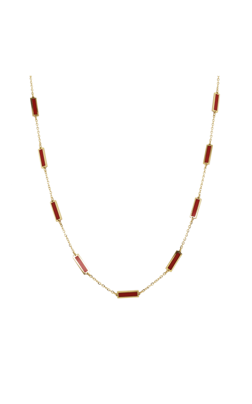 Women's Onyx Coral Necklace in 14K Yellow Gold