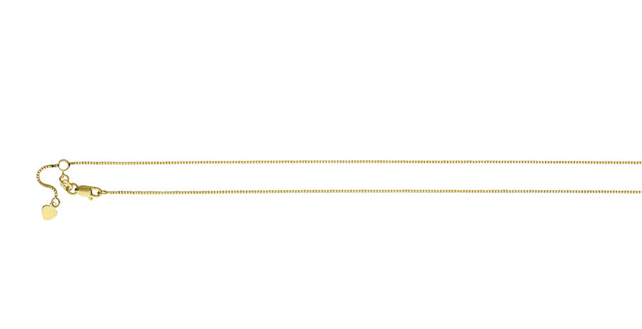 88mm Adjustable Box Chain Necklace in 14K Gold