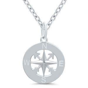 Compass Pendant Necklace in Sterling Silver