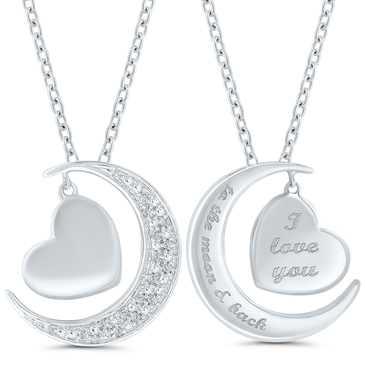 I love you to the moon & back Diamond Pendant