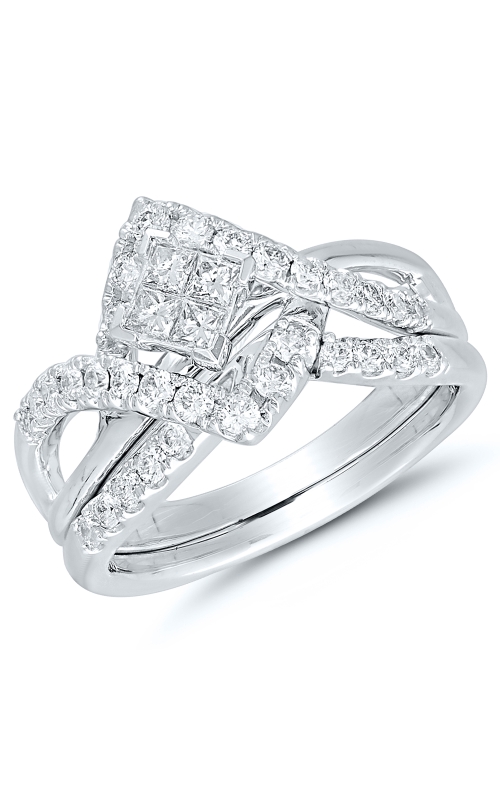 Women's Diamond Wedding Ring Set 3/4 CTW Quad in 10K White Gold