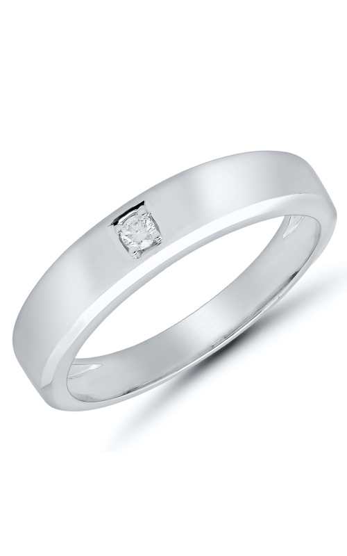 Mens Diamond Band with Round Dimond in 10K White Gold