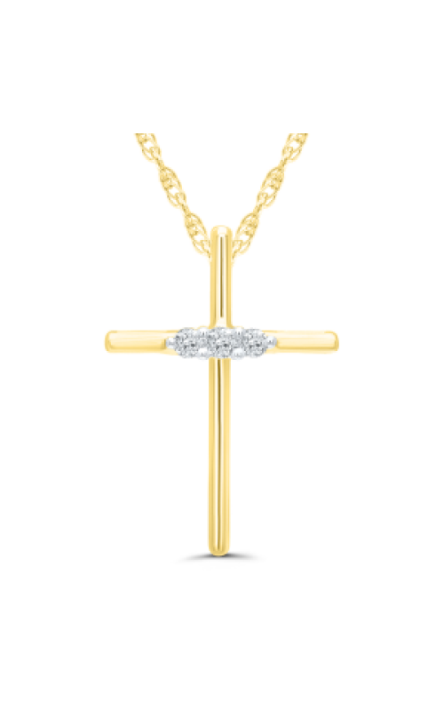 Women's Diamond Cross Pendant Necklace 1/20 CTW 3 Round Diamonds in 10K Yellow Gold