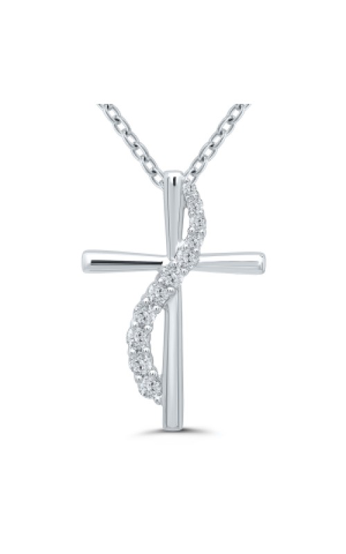 Women's Diamond Cross Pendant Necklace 1/10 CTW Diamond Detailing in Sterling Silver