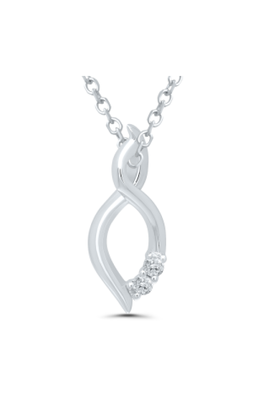 Kissing Hearts 1/20 CTW 2 Round Diamonds Pendant Necklace in 10K White Gold