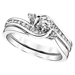 Two Hearts Diamond Bridal Set in 14K White Gold, 1/2ctw