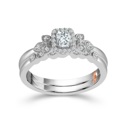 Two Hearts Radiant-Cut Diamond Bridal Set in White Gold, 1/3ctw