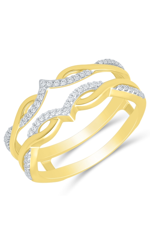 Two Hearts Diamond Crossover Solitaire Enhancer in 14K Yellow Gold, 1/5ctw