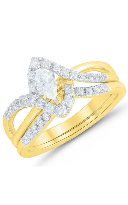 Two Hearts Marquise Diamond Bridal Set in 14K Yellow Gold, 1/2ctw