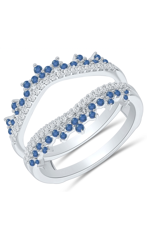 Two Hearts Diamond and Sapphire Solitaire Enhancer in 14K White Gold, 1/4ctw