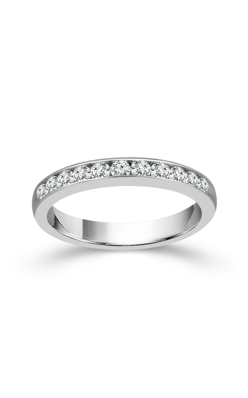 Two Hearts Channel Set Round Diamond Wedding Band in 14K White Gold, 1/2ctw