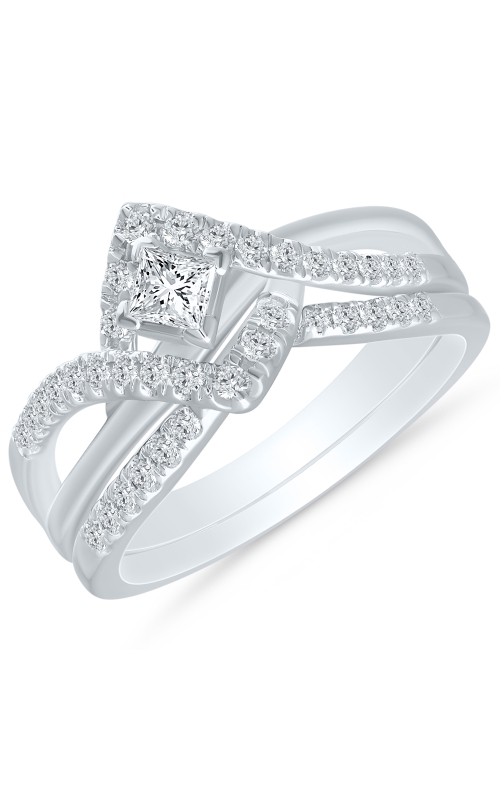 Two Hearts Quad-Princess Diamond Bridal Set in White Gold, 3/8ctw