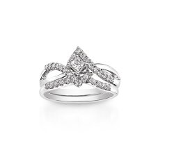 Two Hearts Princess-Cut Diamond Bridal Set in 14K White Gold, 1/2ctw