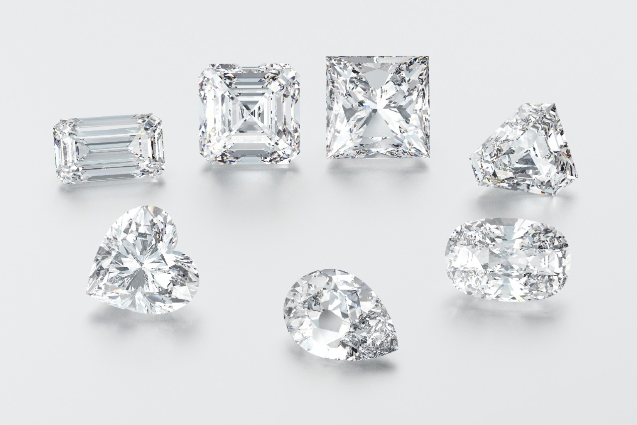 An array of diamond shapes on a white background