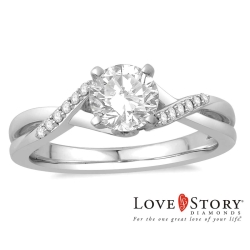 Love Story Diamond Engagement Semi-Mount in 14k White Gold, 1/10ctw