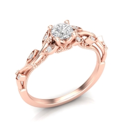 Love Story Vintage-Style Diamond Engagement Semi-Mount in 14k Rose Gold, 1/20ctw