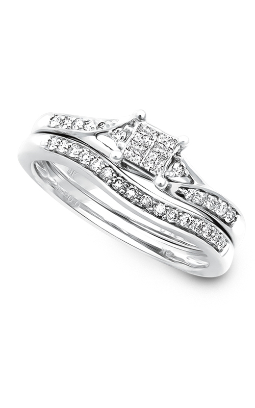 Beautiful Bride Quad Princess-Cut Diamond Bridal Set in White Gold, 1/4ctw