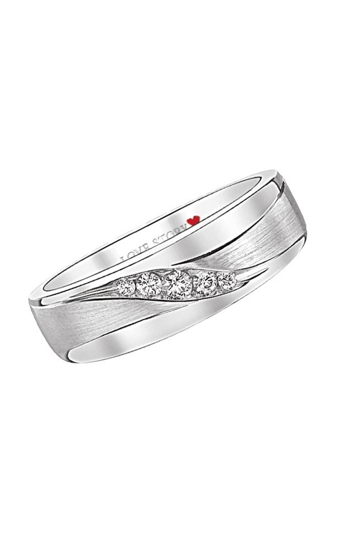 Love Story Diamond Men's Band in 14K White Gold, 1/10ctw