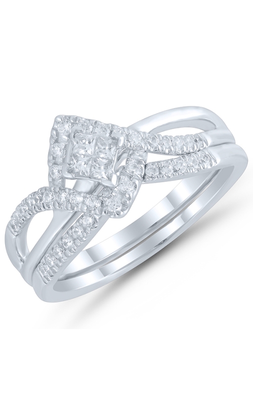 Two Hearts Quad-Princess Diamond Bridal Set in White Gold, 3/8ctw