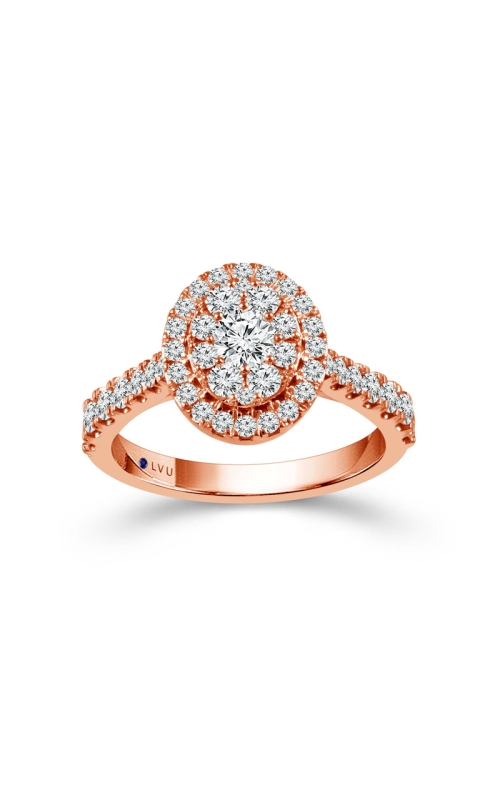 Beautiful Bride Diamond Cluster Halo Engagement Ring in Rose Gold, 1ctw