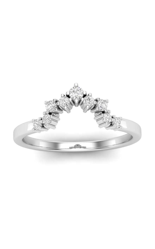 Love Story Diamond Chevron Vintage-Style Band in 14K White Gold, 1/8ctw