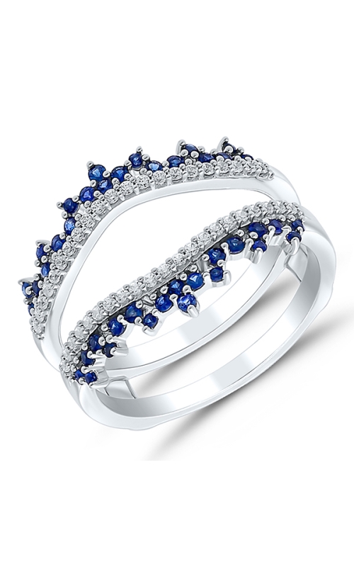 Two Hearts Diamond and Sapphire Solitaire Enhancer in 14K White Gold, 1/4ctw