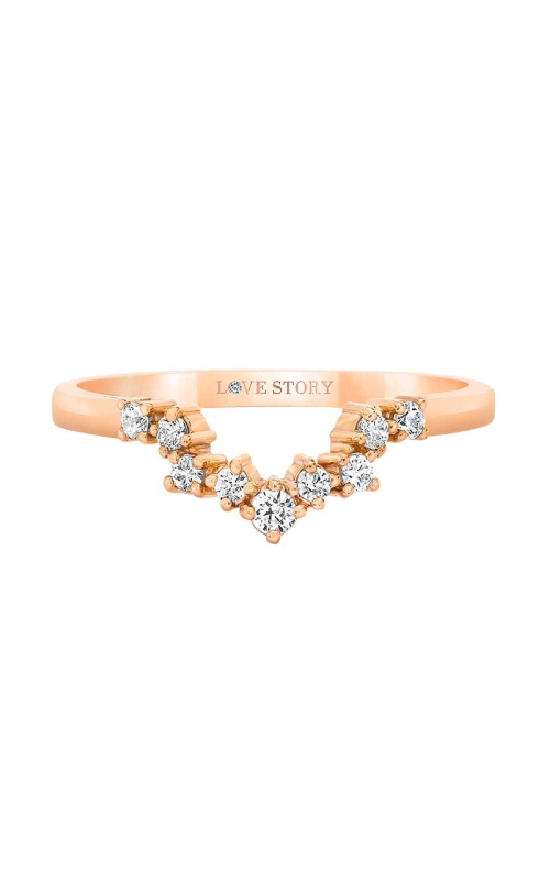 Love Story Diamond Chevron Vintage-Style Band in 14K Rose Gold, 1/8ctw