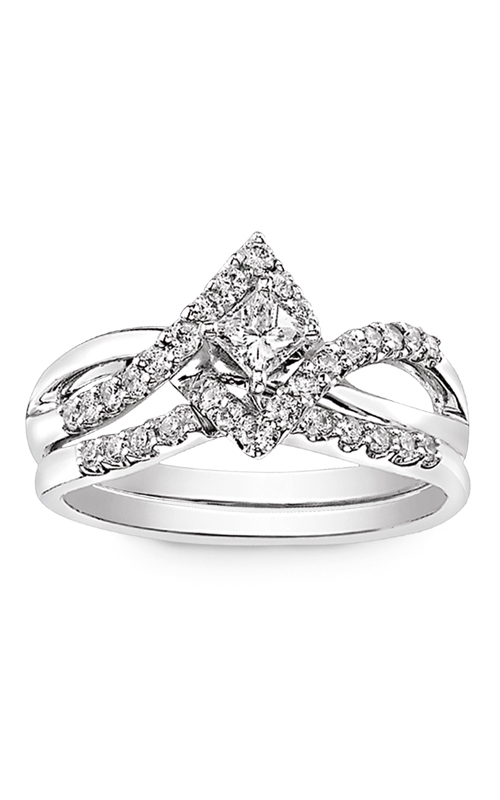 Two Hearts Princess-Cut Diamond Bridal Set in 14K White Gold, 1ctw