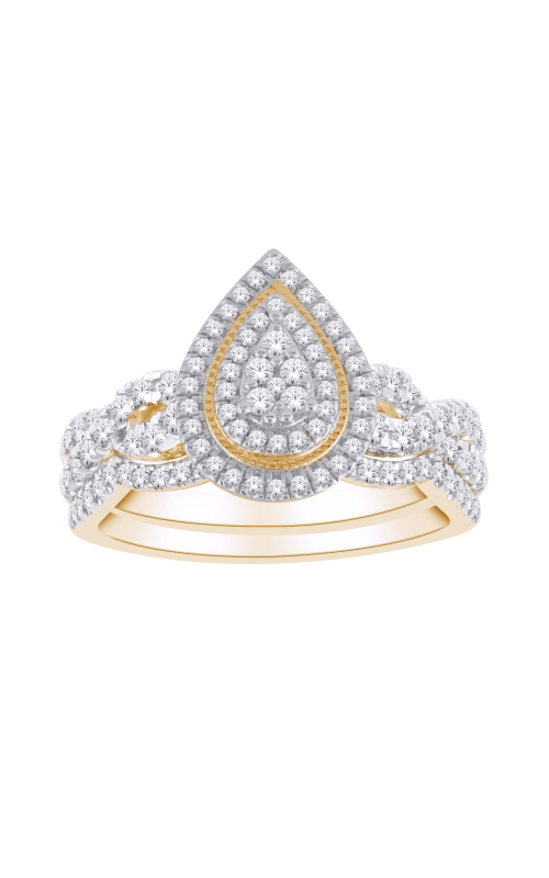 Women's Diamond Engagement Ring Set Cluster 3/8 CTW in 10K Yellow Gold