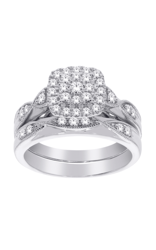 Women's Diamond Engagement Ring Set 1/2 CTW Cluster in 10K White Gold