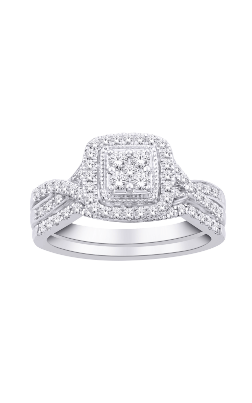 Women's Diamond Engagement Ring Set 1/2 CTW Cluster in 10K White Gold