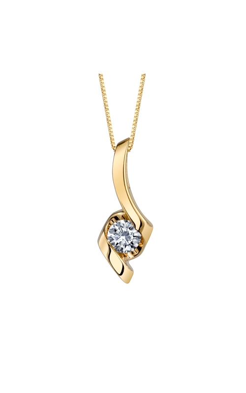 Sirena Round Diamond Pendant Necklace 1/8 CTW in 14K Yellow Gold